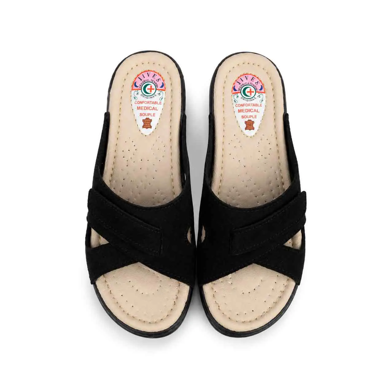 Sandale medicale Confort pour femme 500 noir daim  miniature
